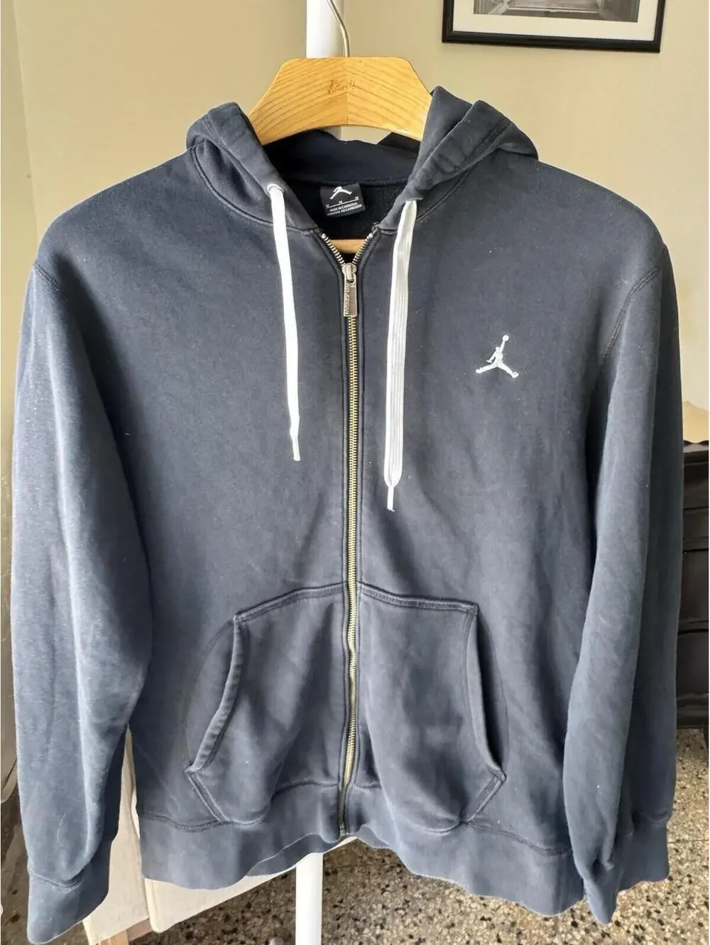 Jordan Men’s Hoodie Full Zip Sweatshirt Black Sz M